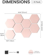 Fluxynara 8-Pack Hexagon Felt Bulletin Board Tiles, Pink-1 - Image 2