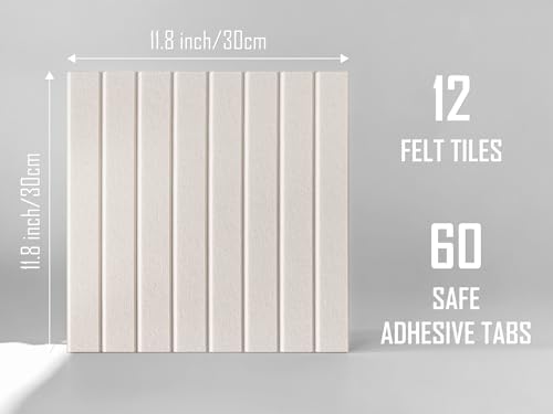 Slated Felt Bulletin Board Tiles | Cork Board Alternative for Walls | Wall Panels for Office & Home Decor | Aesthetic Pinboard & Photo Board | 12-Pack (11.8" x 11.8") with Adhesive | Beige - Image 4