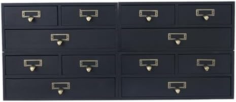 4-Piece Desktop Drawers Stackable Wood Desktop Cabinet with 3 Drawers Tabletop Storage Organization Box Drawer Cabinet for Bedrooms, Offices, Dormitories, Kitchens (Black) by Unknown