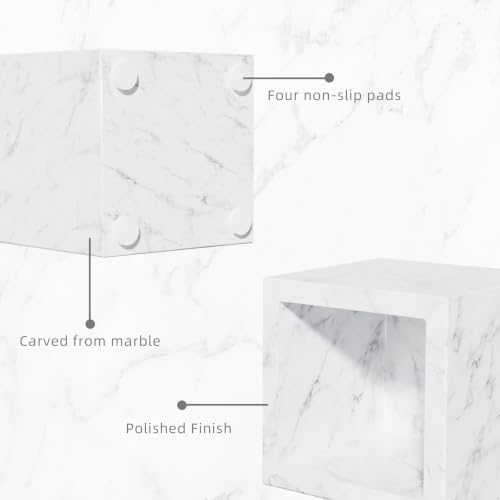 Marble Toothbrush Holder,Pencil Cup,3.9x3.9x3.9in,Carrara White - Image 6