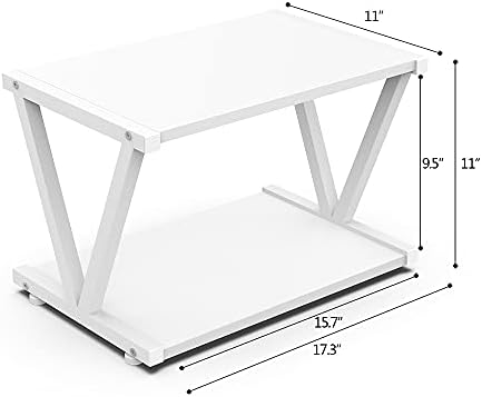 VEDECASA Retro Desktop Printer Stand,2 Tier Wood Printer Shelf, Modern Wood Storage Book Shelf Organizor for Home Office,Stylish V-Shaped Frame,Fits Small Size Printers (White) - Image 4