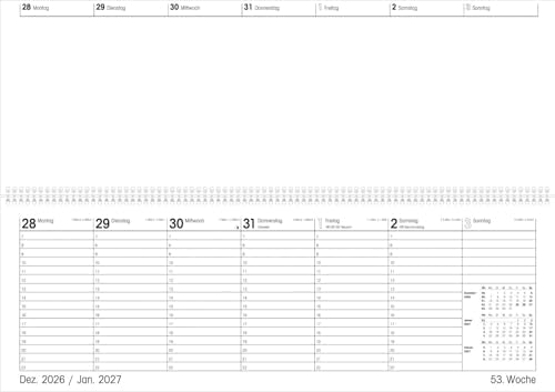 Table Landscape Calendar Giganta XXL 1W/2S Blue Angel 2027: Weekly Calendar 42 x 15 cm Made of Recycled Paper, Blue Angel Certified, 1 Week on 2 Pages & Hourly Division 7-22 Clock for Office - Image 2