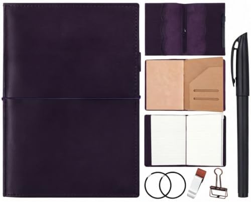 Eaasty Leather A5 Travelers Journal Notebook Cover, Dark Purple by Eaasty