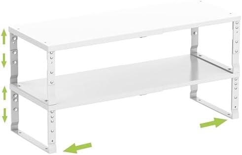 Jojocross Expandable Cabinet Shelf Organizer Storage Spice Rack Shelves for Kitchen Stackable Adjustable Pantry Cupboard Bathroom Countertop Desktop(2Packs/White/Medium) by JOJOCROSSHIGHQUALITYLIFE