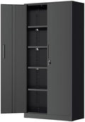 Greenvelly Storage Cabinet, 72” Black Garage Steel Locking Cabinet with Doors and 4 Adjustable Shelves, Tall Lockable File &Tool Cabinet for Home Office, Metal Classroom Cabinet Basement by Greenvelly