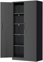 Greenvelly Storage Cabinet, 72” Black Garage Steel Locking Cabinet with Doors and 4 Adjustable Shelves, Tall Lockable File &Tool Cabinet for Home Office, Metal Classroom Cabinet Basement by Greenvelly