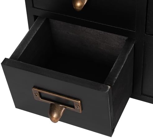 DKSLALALI Apothecary Cabinet Vintage, 9 Drawers Herb Storage Box Chinese Medicine Cabinet Index Card Catalog Desk Apothecary Shelf to Store Jewelry Medications Herbs (Black) - Image 5