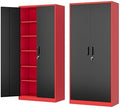 Fesbos Metal Storage Cabinet-72” Tall Steel File Cabinets with Lockable Doors and Adjustable Shelves-Black&Red Steel Storage Cabinet for Home, School, Office, Garage by Fesbos