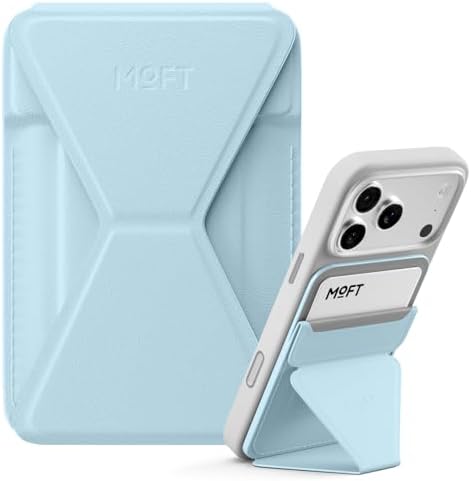 MOFT Magnetic Wallet Stand Compatible with iPhone 16/15/14/13/12 Series, Angle Adjustment & Magsafe Compatible MOVAS Phone Stand, Soothing Mist by MOFT