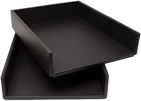 Armory by Castle - Leatherette Two Stackable Paper Trays Desk Organizer - Clutter Organizer for Home, Office, Personal, and Employee Files (Two Paper Trays - Stackable) - Image 3