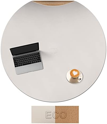 CENNBIE 42 Inches Cork Leather Round Table Cover Mat(Cream) by CENNBIE