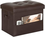 Ottoman with Storage, Folding Leather Foot Stools Ottoman for Dorm, Brown by YourHomeDeservesBetter