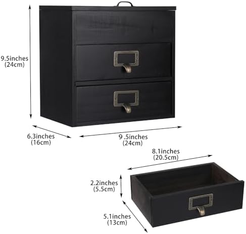 Small Wooden Drawers Wooden Box with Drawer Black - Image 3