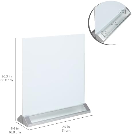 ECR4Kids MessageStor Glass Dry-Erase Board with Storage Stand and Magnets, White Board, White - Image 2