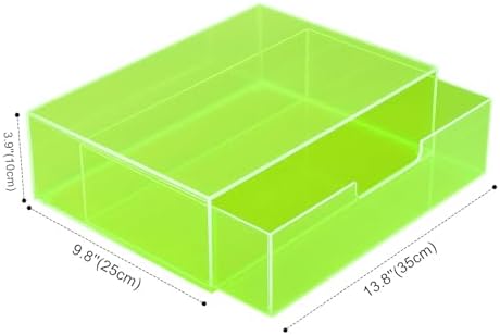 Gelite Acrylic Desk Organizer with Drawer for Makeup Vanity Stackable Desktop Storage Box for Office Supplies, 13.8 x 9.8 x 3.9’’, Neon Green - Image 2