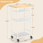 ThreeHio Rolling Kitchen Microwave Cart, 4 Tier Microwave Table Stand with Storage, Kitchen Storage Rack on Wheels, Coffee Station Cart Rack Shelf Organizer for Living Room Office, Balcony - Image 3