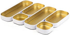 Three by Three Seattle Metal Drawer Organizer Tray Set, 6-Pc, 1" (Gold) by ThreebyThreeSeattle