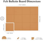 48" x 36" Decorative Bulletin Boards, Large Cork Board Alternative | 50 Pushpins60 Adhesive Tabs, Solid-Tile 12PC Felt Wall Tiles, Cork Boards for Office Push Pin Board Felt Board, Creamy Coffee - Image 3