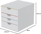 Durable Varicolor Drawer Organizer, 4 Color Coded Drawers, White - Image 2