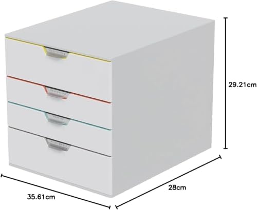 Durable Varicolor Drawer Organizer, 4 Color Coded Drawers, White - Image 2