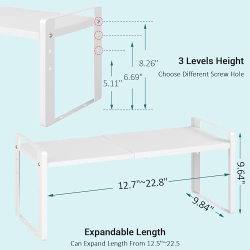 2 Pack Width Expandable Kitchen Cabinet Organizer Shelves - Image 3