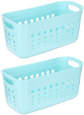 uxcell 2Pack Pantry Plastic Storage Baskets, 15.55x7.87x7.6 Stackable Organizer Container with Handle Organization Bins for Shelves Bathrooms Bedrooms Closet Desktop Cabinets, Blue by uxcell