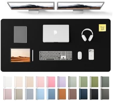 YSAGi Leather Desk Pad Protector, Office Desk Mat, Large Mouse Pad, Non-Slip PU Leather Desk Blotter, Laptop Desk Pad, Waterproof Desk Writing Pad for Office and Home (Black, 55" x 24") by YSAGi