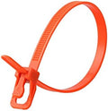 RETYZ 14-Inch Orange Reusable Releasable Cable Ties – 100 Pack, 50 lb Strength, Patented Quick-Release, Tool-Free Design for Home, Office, and Light Industrial Use by RETYZ