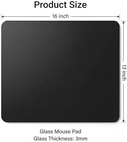 Tempered Glass Gaming Mousepad, 13x16 inch Black Tempered Glass Mousepad, Professional Esport MousePads, Durable Mouse Mat, Smooth Surface - Image 2