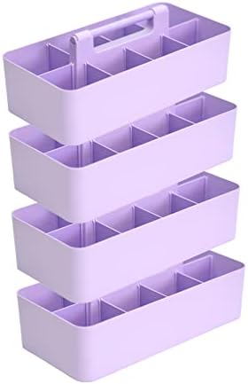 -Large Portable Caddy, DIY Dividers, 8 Compartments, Portable Basket with Handle Storage Organizer Modern Made in USA (4 PACK, Lavender) by EnjoyOrganizer
