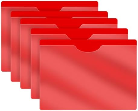 Red Plastic Folders with Pockets and Clear Cover, Doctor Stuff, Letter Size, Top Loading Vinyl File Folders, Job Jacket, Documents Holder, Pack of 100 by DoctorStuff