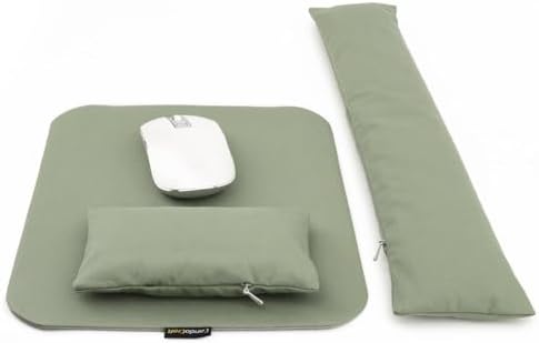 Large Mouse Pad Wrist Support Set, Bean Bag Mouse and Keyboard Wrist Rest Filled Ergo Beads, Easy Typing Gaming Home Office (Light Army Green) by CandoCraft