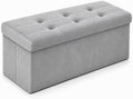 ALASDO 30 Inch Folding Storage Ottoman Bench with Hidden Storage, Velvet Storage Ottoman Foot Rest Stool, End of Bed Bench for Bedroom, Living Room, Entryway and Closet, Dark Gray by ALASDO