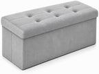 ALASDO 30 Inch Folding Storage Ottoman Bench with Hidden Storage, Velvet Storage Ottoman Foot Rest Stool, End of Bed Bench for Bedroom, Living Room, Entryway and Closet, Dark Gray by ALASDO