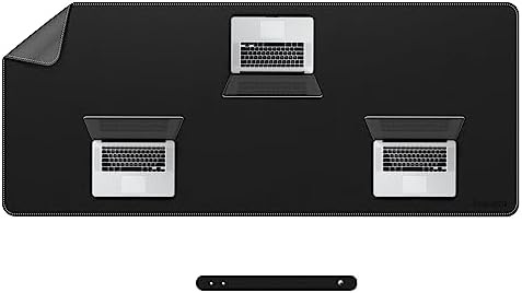 Chihein 63" x 28" 4XL PU Leather Desk Mat (Black/Gray), Huge Mouse Pad, Dual Sided Desk Pad Protector, Waterproof Writing Blotter for Gaming/Office/Home by Chihein