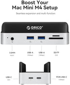 ORICO Mac mini M6 Hub&Stand with M.2 SSD Enclosure Up tp 8TB - Image 2