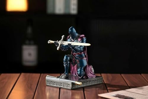 Medieval Armored Knight Pen Holder Figurine Paperweight Phone Stand Blu&Pur - Image 4