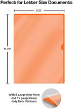 Orange Vinyl Folders, Heavy Duty Plastic Folders with Clear Front Pocket, Doctor Stuff, Letter Size L-Type Document Holder for Home, Office and Medical, Pack of 25 - Image 3
