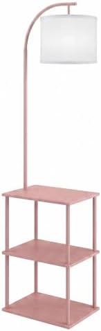 PARTPHONER Floor Lamp with Table, Night Stand with Lamp, Narrow Side Table with 3CCT LED Bulb, Small Coffee Table, Modern End Table with Storage Shelves for Living Room Bedroom Home Décor Pink by PARTPHONER
