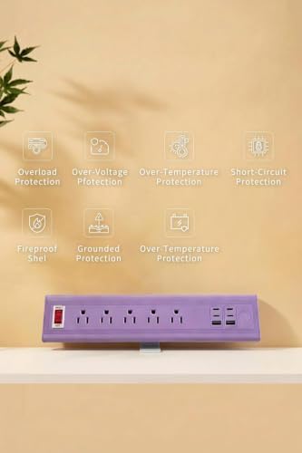Desk Clamp Power Strip with Nightlight, 40W Fast Charging, 6FT Extension Cord, 4x20W USB-C & 2 USB Ports, 5 AC Outlets, Fits 1.69-Inch Table Edges - Image 6