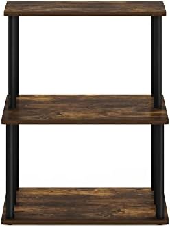 Furinno Turn-N-Tube 3-Tier Toolless Multipurpose Printer Stand Display Storage Shelf, Amber Pine/Black - Image 4