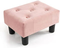Poofzy Small Foot Stool Ottoman, Velvet Ottoman Foot Rest with Legs, Rectangle Foot Rest for Couch, Footstools and Ottomans Small for Living Room and Entryway (Soft Pink) by Poofzy