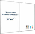 Double-Sided White Board Dry Erase Magnetic Whiteboard Wall 60x48 Foldable by WALGLASS