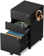 DEVAISE 3 Drawer Wood File Cabinet with Individual Locks, Black by DEVAISE