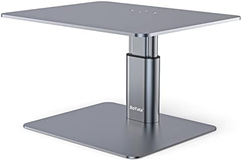 BoYata Monitor Stand, Adjustable Height Metal Desktop Riser, Space Gray by Boyata