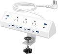 Jgstkcity 130W Desk Clamp Power Strip, 12 USB Ports (6 PD 65W USB-C),Surge Protector,ETL Listed Power Hub Extension Cord,Fast Charging Station for Home Office Desk Edge Mount (White, 12 USB-130W) by Jgstkcity