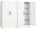 White Metal Storage Cabinet, 43" Kitchen Pantry Cabinets for Office by RISTERN
