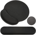 PATIKIL Ergonomic Wrist Rest Set, Memory Foam Mouse Pad and Keyboard Wrist Rest Support Hand Waterproof Cup Pad Non-Slip for Office Computer Gaming Home Desk Accessory, Black by PATIKIL