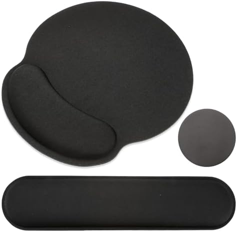PATIKIL Ergonomic Wrist Rest Set, Memory Foam Mouse Pad and Keyboard Wrist Rest Support Hand Waterproof Cup Pad Non-Slip for Office Computer Gaming Home Desk Accessory, Black by PATIKIL