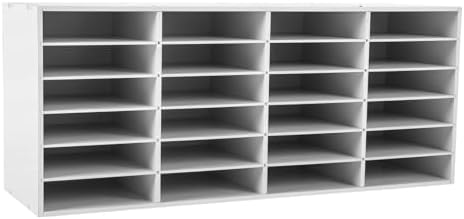 Literature Organizers 24 Compartment Office Mailbox with Adjustable Shelves 6-Tier Wood Literature Sorter Desktop File Holder for Office Home Classroom Mailrooms - Image 5
